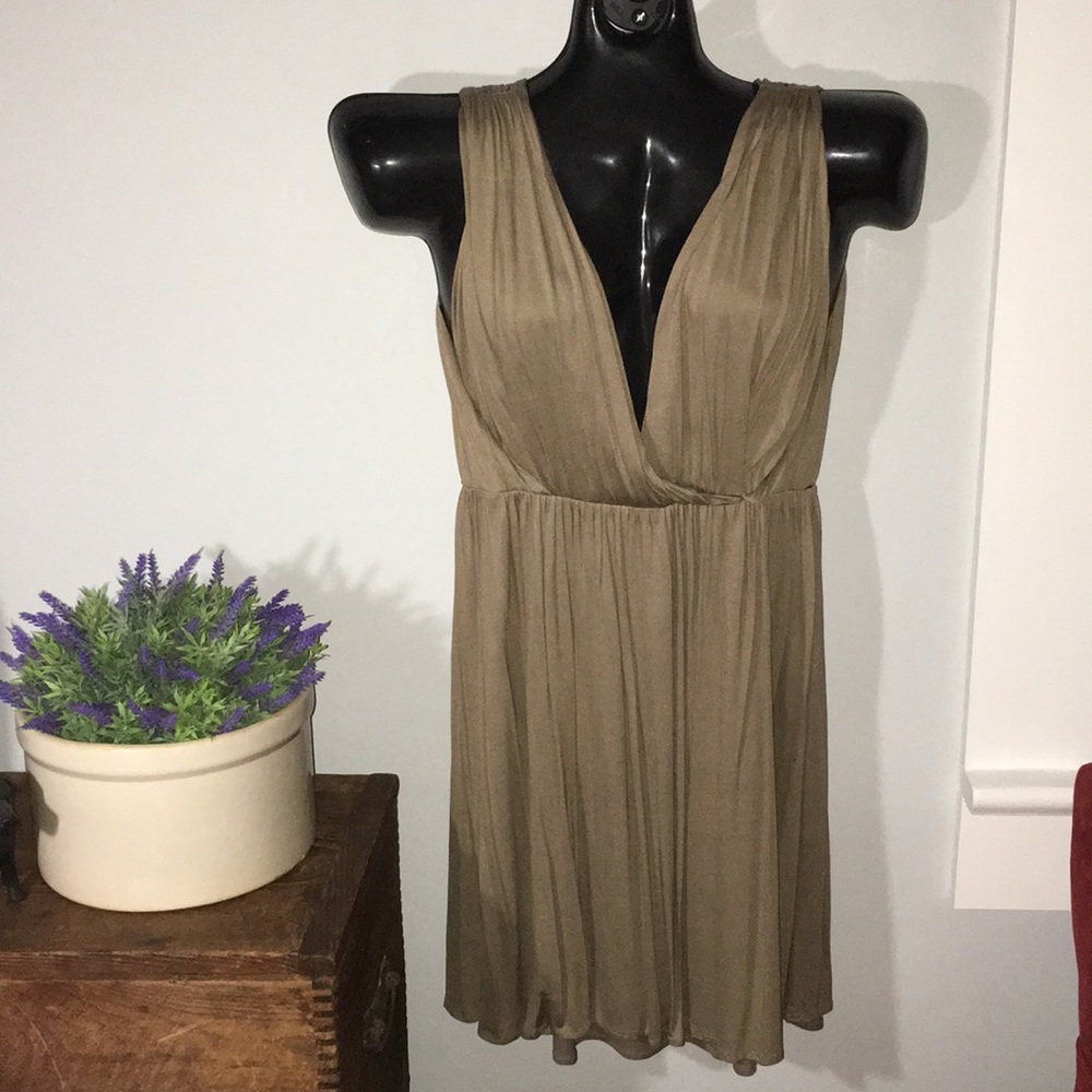 LOFT poly Grecian dress, elastic waist // size S